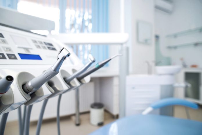 Different dental instruments and tools in a dentists office